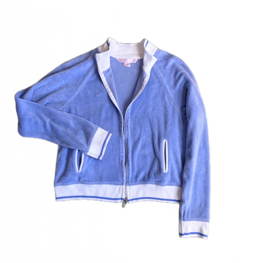 vintage victoria’s secret light blue velour tracksuit jacket ✰